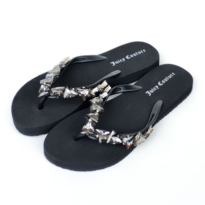 Juicy Couture Flat Jewels Sandal Jepit Wanita Karet Import Manik