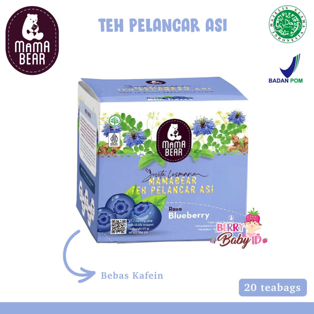 Mama Bear Teh Pelancar ASI / ASI Booster Halal Gratis Packaging Bubble Wrap Berry Mart