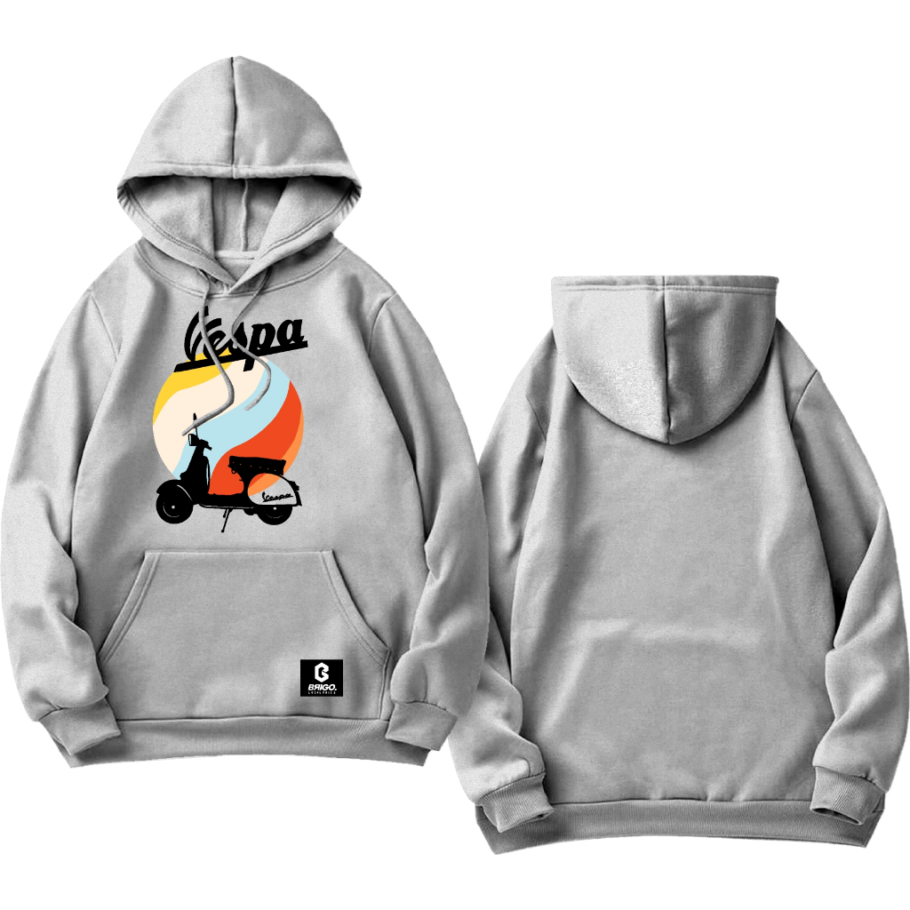 BRIGO X Vespa CLASIC Sweater Hoodie BRIGO Sablon DTF Fleece Cotton II BRIGO X Vespa CLASIC Jumper Hoodie II M-XXL (Pria &amp; Wanita) Free stiker&amp;Gantungan Kunci