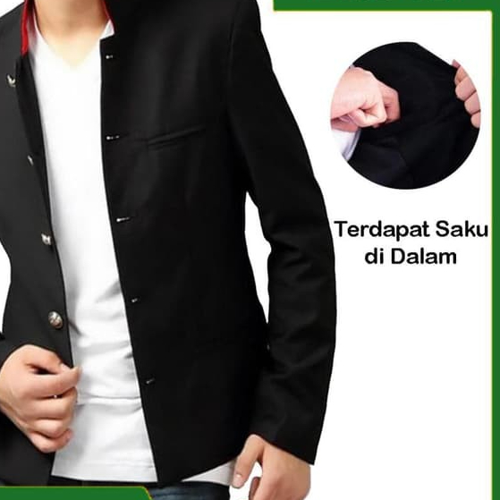 BLAZER PRIA SLIMFIT KEREN CROWSZERO BLACK SEMOI FORMAL BAHAN DRILL TEBAL TERMURAH