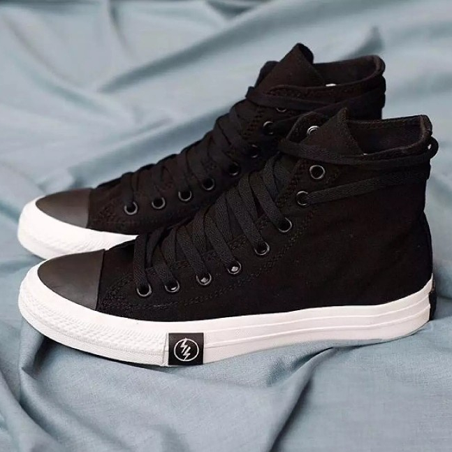 Sepatu Sekolah Converse All Star Petir 70s High Petir Black White