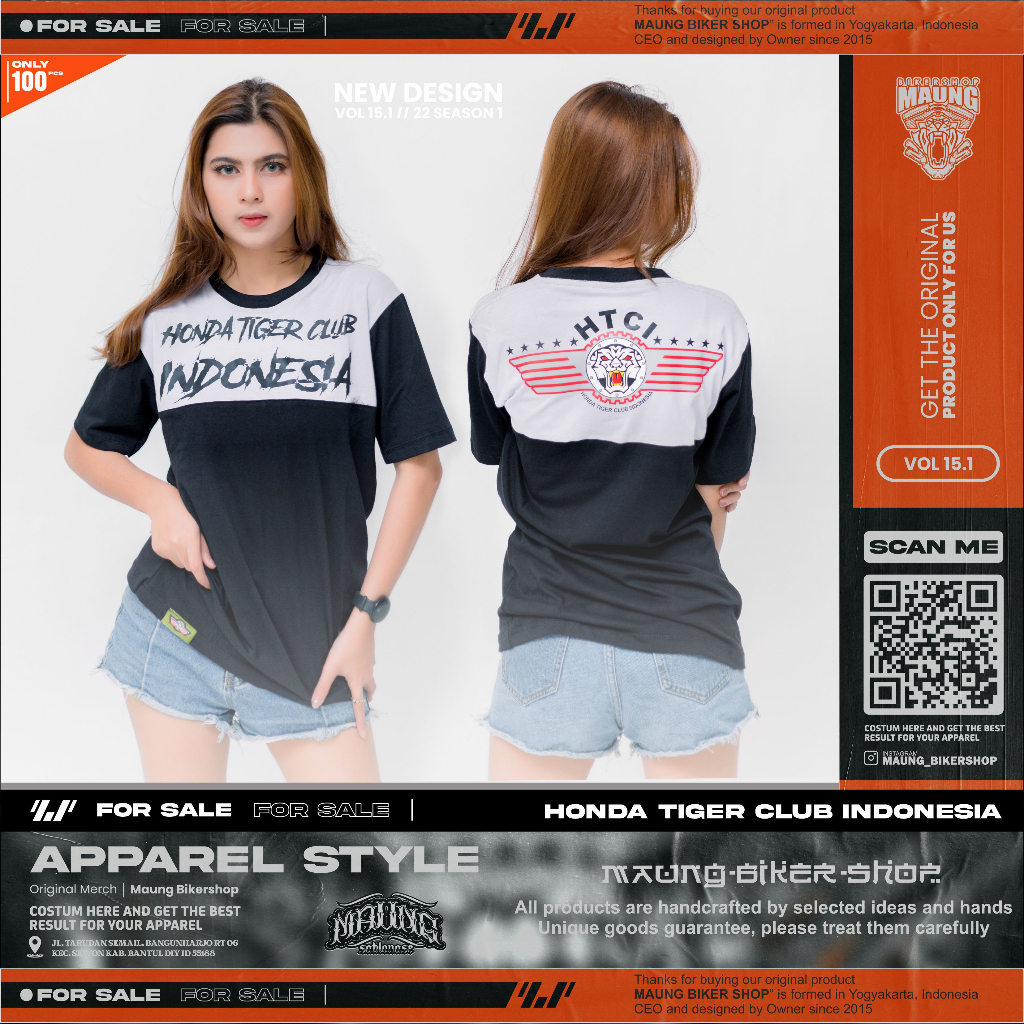 MAUNG_KAOS HONDA TIGER CLUB INDONESIA | KAOS TIGER | KAOS HTCI | HTCI BLACK GRAY
