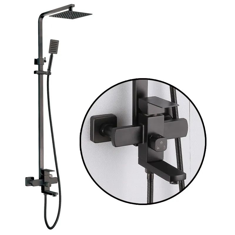 Shower Set Coulomn MUYA Hitam shower Tiang Black Stainless SUS 304