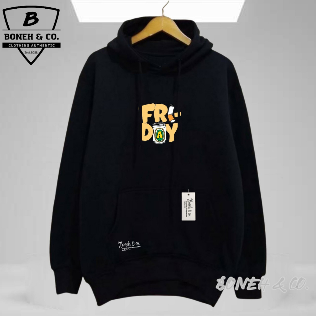 Suiter Hoodie Pria Warna Hitam Friday Katun Tebal Lembut Model Kasual Korean Casual Aesthetic Jumper Estetik Hoodie Premium Brand Lokal Distro Bandung