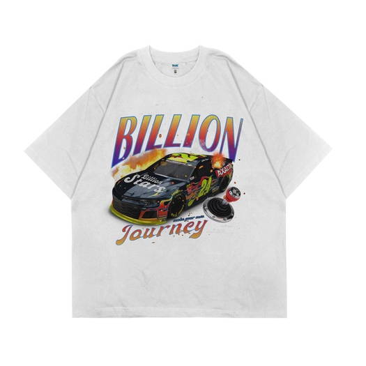 ORI T-SHIRT | KAOS OVERSIZE | NASCAR JOURNEY | WHITE | BILLIONSTARS | VINTAGE SERIES