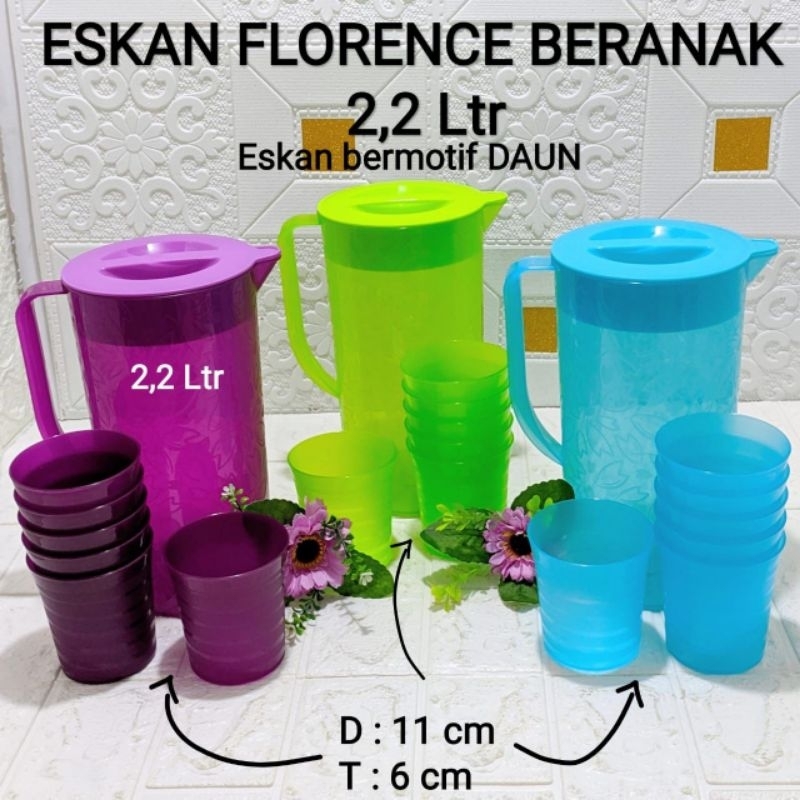 ESKAN BERANAK +6gelas TEKO SIRUP FLORENCE /ESKAN ES BUAH PITCHER TEKO BERANAK ESKAN LEBARAN TEKO LEB