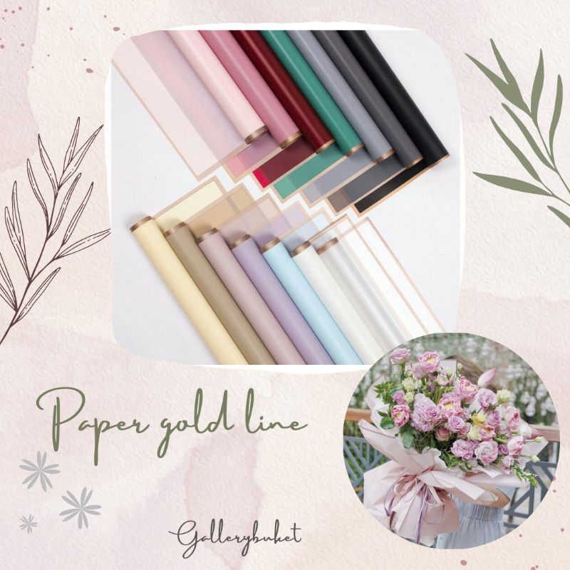 

Wrapping Paper Gold Line Color / Kertas Cellophane / Kertas Buket Bunga Hand (58x58cm)
