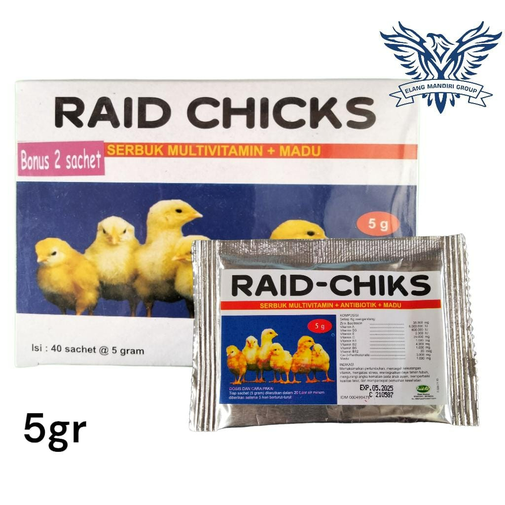 RAID CHICK 5 GR - Vitamin Anak Ayam RAID ALL Vita Strong Vita Chick