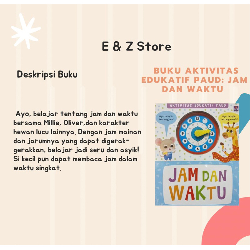 Buku Aktivitas Edukatif Paud: Jam Dan Waktu (Boardbook)