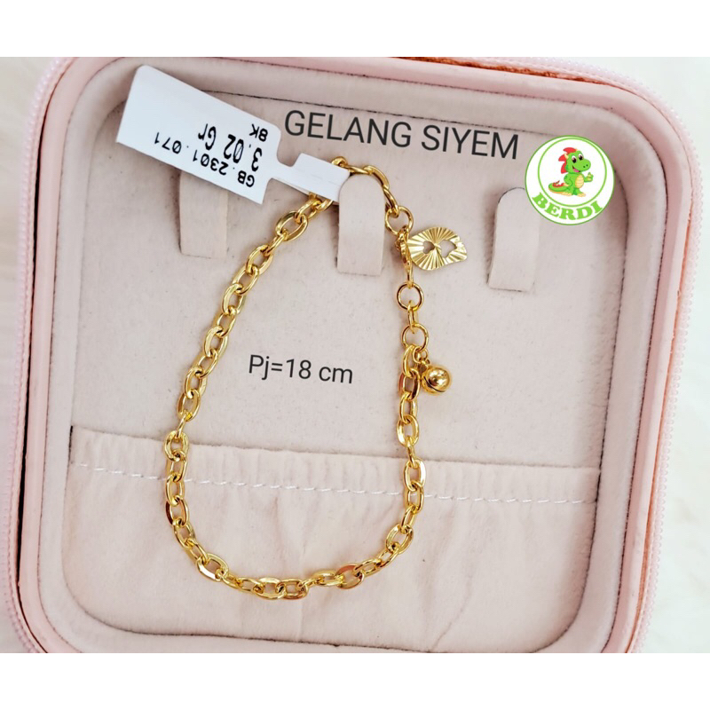 Gelang siyem rantai polos ringan kadar 375 8k panjang 18cm