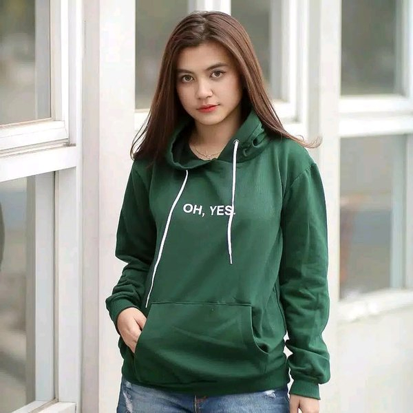 Jaket Hoodie Oh Yes Cewe Cowo Premium Hijau