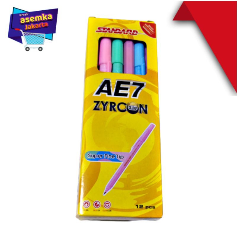 Bolpen Pulpen Standard AE7 0.3mm ZirCon 12pcs