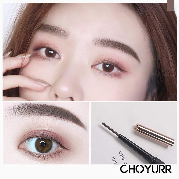 【COD】2 In 1 Eyebrow Pencil Waterproof Long-Lasting Brow Definer / Pensil Alis Teardrop / Pensil Alis Anti Air Putar Otomatis Eyebrow Pencil dengan Sikat Alis-CH