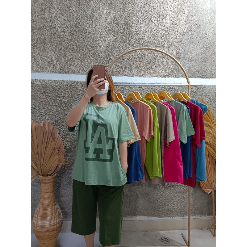 setelan combed celana 7/8 kaos XXL oversize