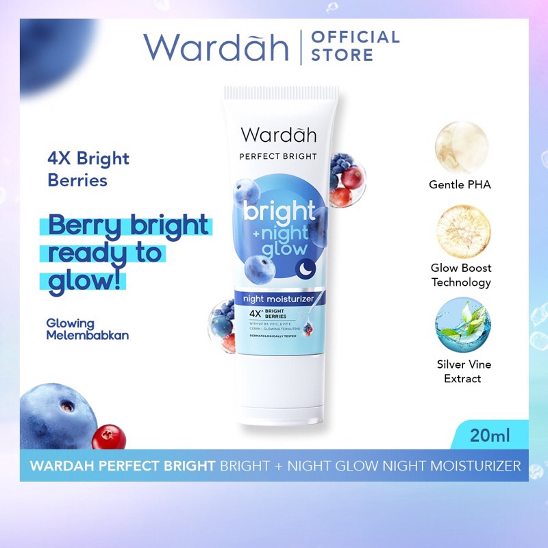 Wardah Perfect Bright + Night Glow Moisturizer 4X Bright Berries