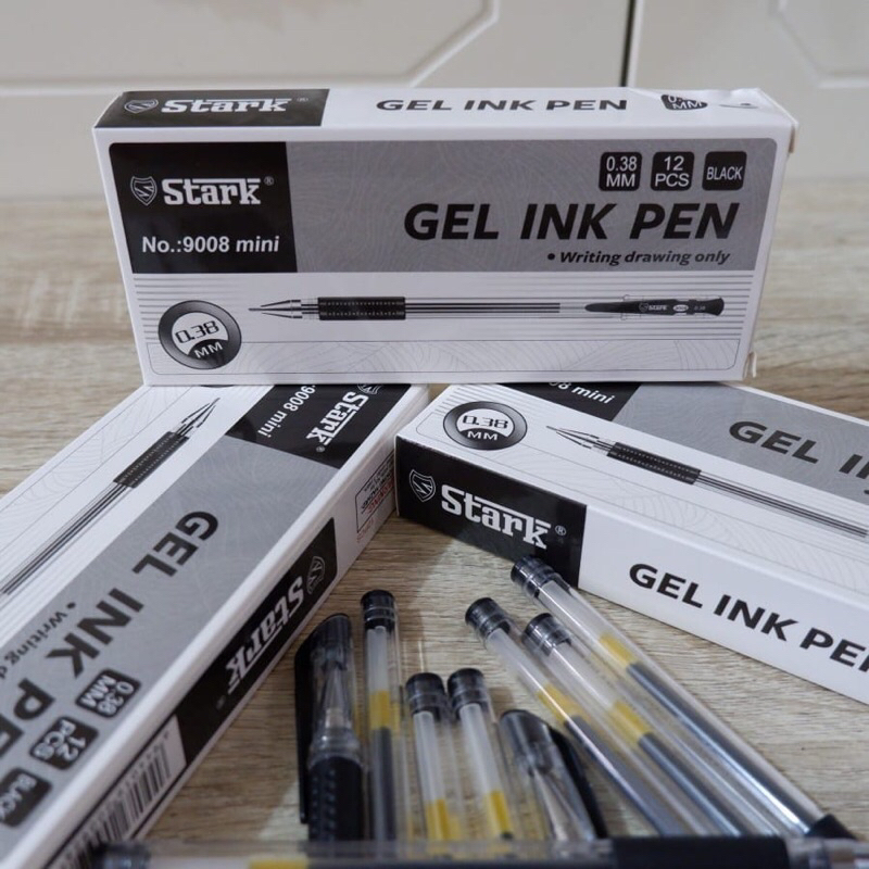 Pulpen Gel Merk Stark 0.38mm/ Ballpoint Stark Hitam