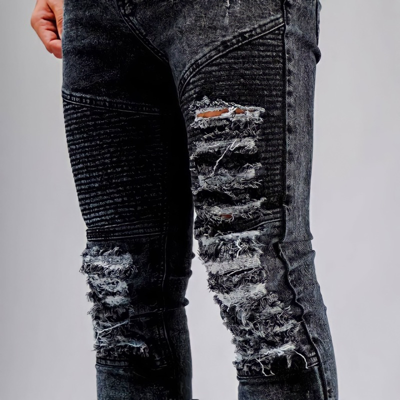 Skinny Jeans Bikers Pria Celana Jeans Sobek Ripped Jeans Pria Premium Celana 29-34 - Celana Jeans Panjang Bikers Snow Ripped