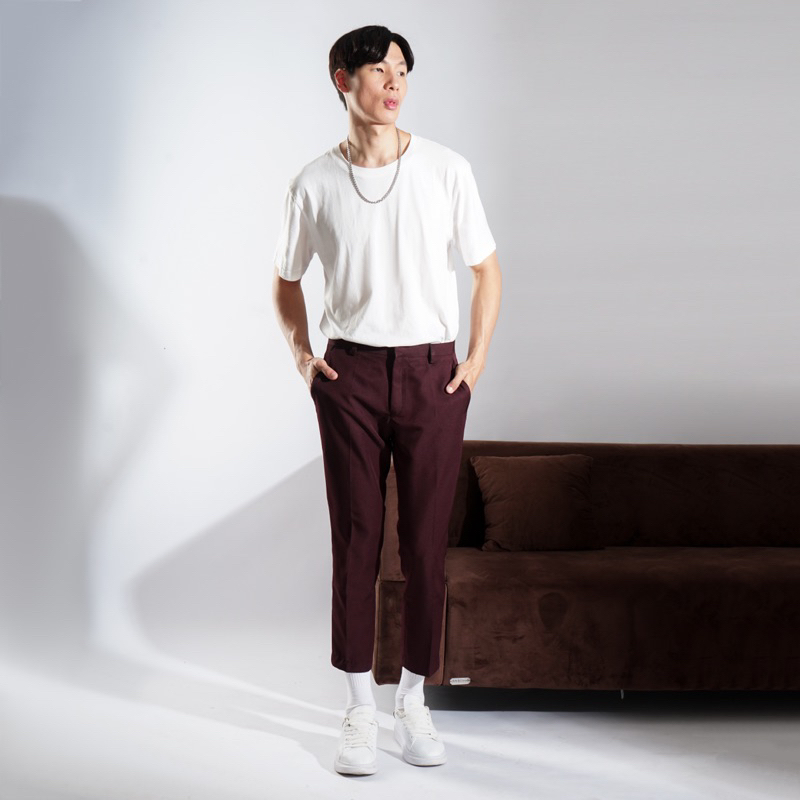 Angkel Pants Pria Celana Warna Maroon / Ankle Pants Pria Slimfit / Celana Bahan Pria Model Ankle Pants / celana Panjang Premium Ankle Pants