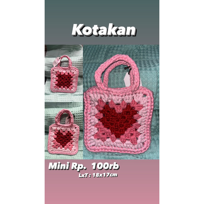 Tas Rajut Kotak Nenek Crochet bag Tote & Sling bag