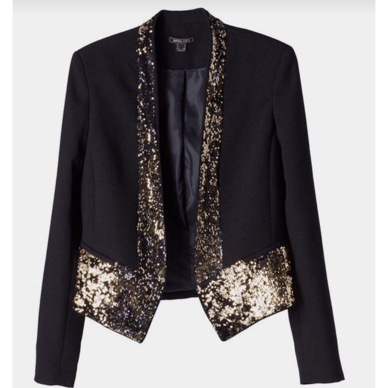 sequin two tone tag blazer