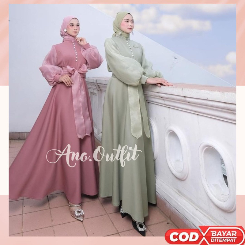 Ano.outfit  Lusia gamis kondangan / Dress lebaran mewah premium Misskami