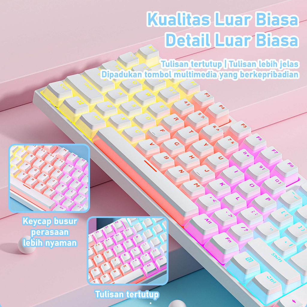 Glwoy-Keyboard Mechanical Keyboard gaming Mechanical RGB 87 tombol keyobard gaming