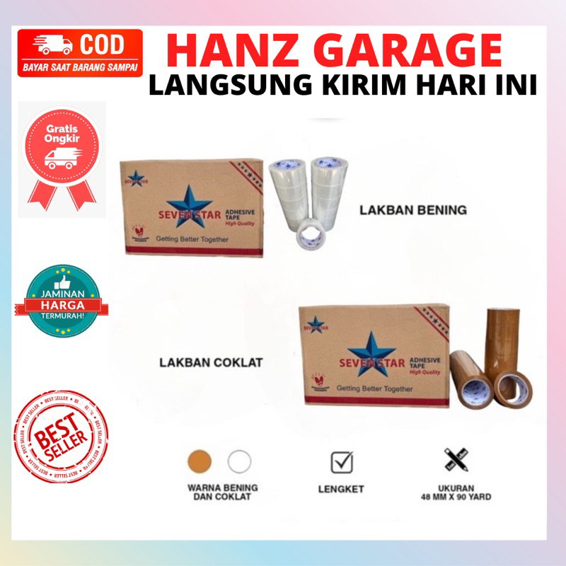 

Lakban isolasi Packing Seven Star 2” Warna Bening / coklat Solatip tape Isolasi 90 Yard 2 inch lengket kuat banget