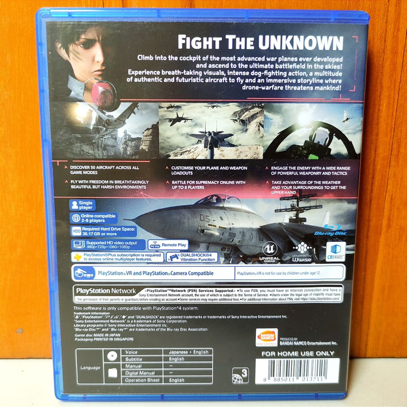 Kaset PS4 Ace Combat 7 Ace Combat 7 Skies Unknown Pesawat Playstation PS 4 5 CD BD Game Games Acecombat 7 Mainan Gim Petualangan perang pesawat jet tempur original ori asli acecombat 7 combat7 vii sky ps4 ps5 vr reg 3 region asia