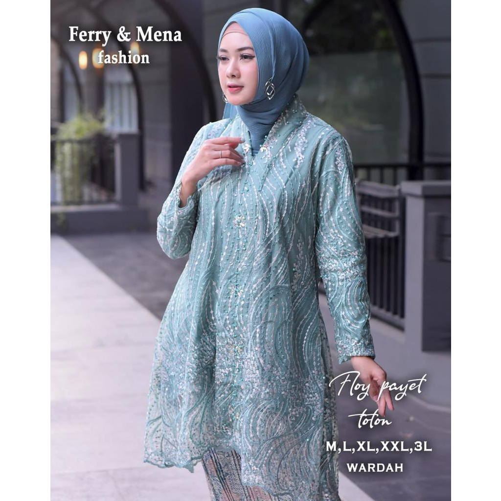 Kebaya tunik floy tuton Kebaya modern Kebaya brokat jumbo Baju outfit pesta kekinian lamaran wisuda dan pernikahan Size M L XL XXL