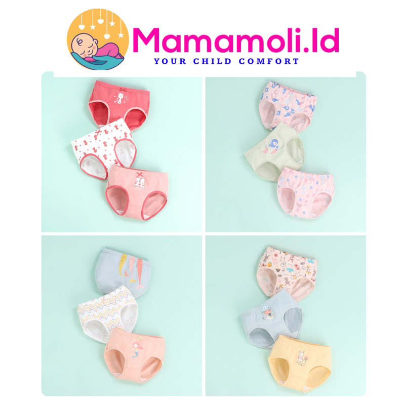 Celana Dalam CD Anak Perempuan 3 in 1( 3 pcs / Bungkus ) Katun Premium / Celana Dalam Anak Cewek / Kolor Anak Cewek / Kolor Anak Perempuan / Sempak Anak Cewek / Kancut Anak Cewek/ Girl Underwear / Children Underwear