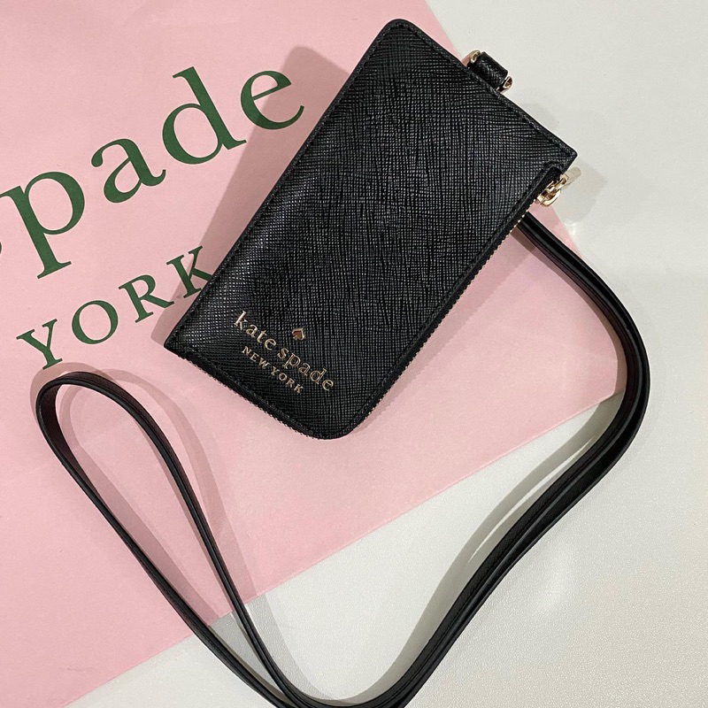 

Kate spade saffiano leather black lanyard id