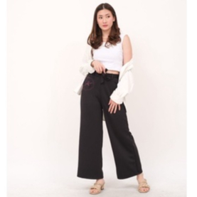 HIGH WAIST CULLOTTES PANTS WITH FABRIC BELT