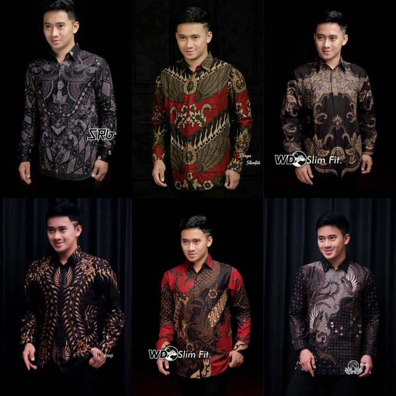 Kemeja Batik Pria Modern Lengan Panjang Casual Modis Slim Fit Trendy Masa Kini OL 162