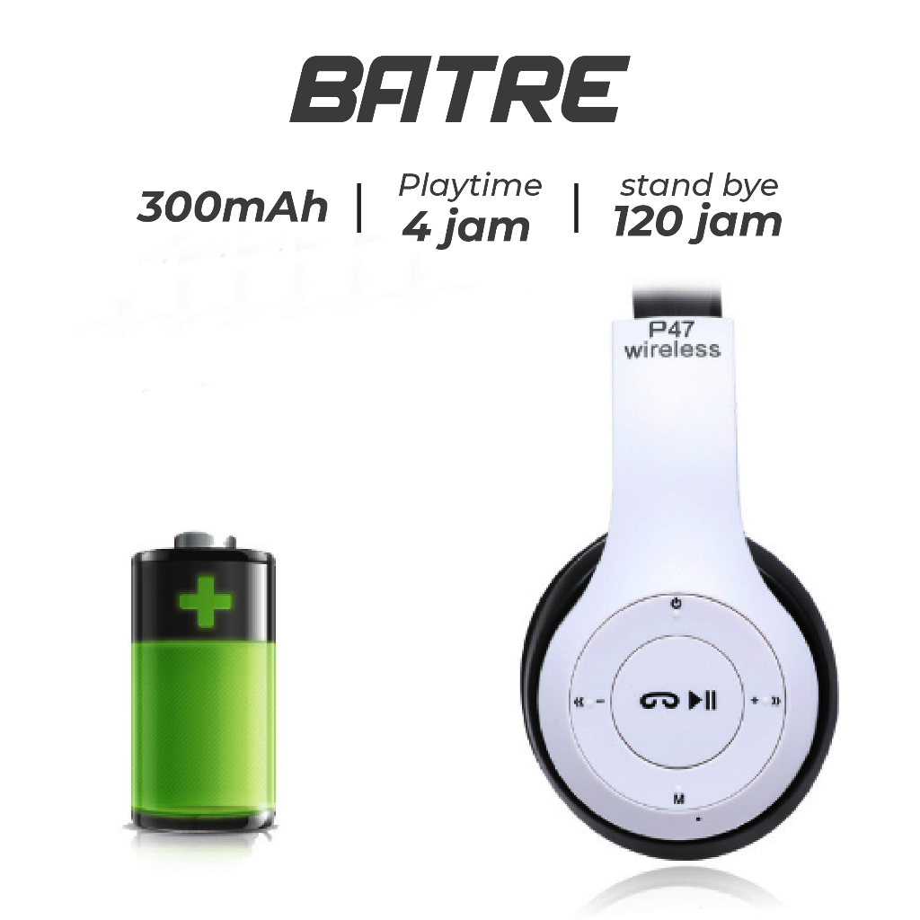 Headset Bluetooth P47 Pro Pure Bass Kualitas Bagus AH063 - XOBOX