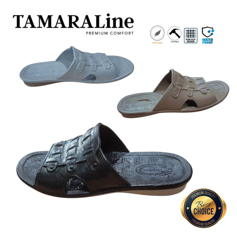 Sandal Selop Slide Slip on Karet Pria Dewasa / Remaja - TAMARALINE 135-2W / Bahan Premium Lentur Empuk Ringan Kuat Anti Slip Anti Air Model Sandal Casual Santai Rumah Hotel Outdoor Kamar Mandi Murah Original