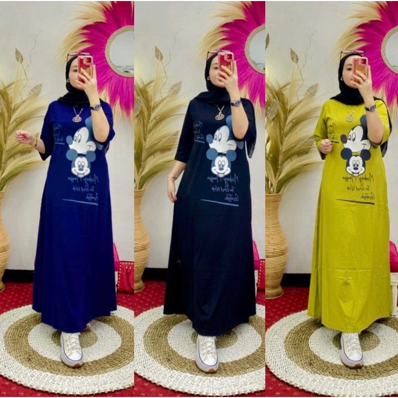 GAMIS WANITA MICKEY BY NABIL//GAMIS WANITA KAOS KEKINIAN