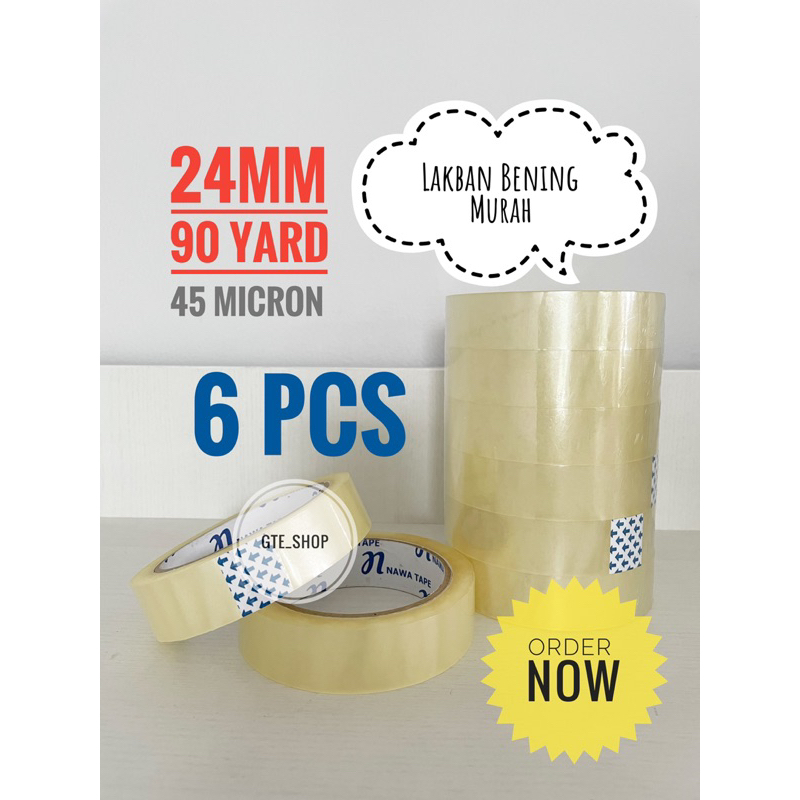 

(6 pcs) Isolasi / Solatip Sedang / 1inch x 90yard /24mm / Lakban / OPP / Bening / Coklat
