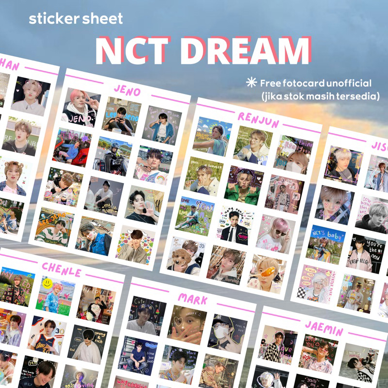 

sticker sheet NCT Dream ukuran a6 anti air kiss cut