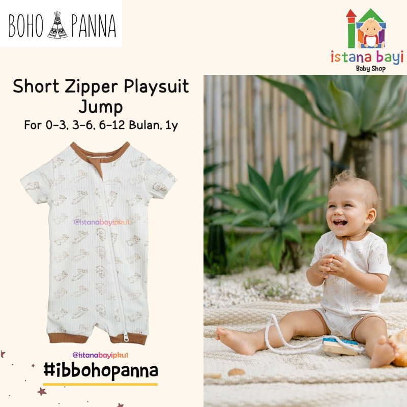 BOHOPANNA SHORT ZIPPER PLAYSUIT - JUMPER BAYI /JUMPER ANAK 0-1 TAHUN