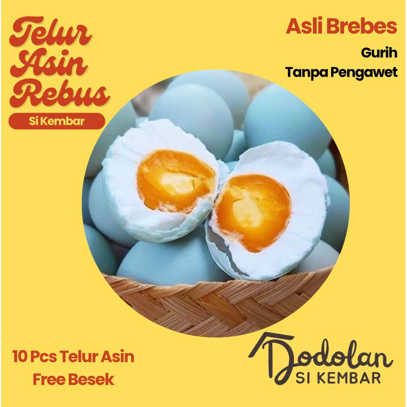 

TELUR ASIN REBUS DAN TELUR ASIN BAKAR ASLI BREBES FREE BESEK ISI 10 BUTIR