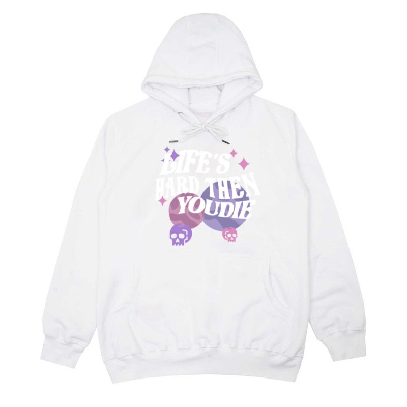 HOODIE NEW WHITE LIFE HARD ORIGINAL WHYZLTD