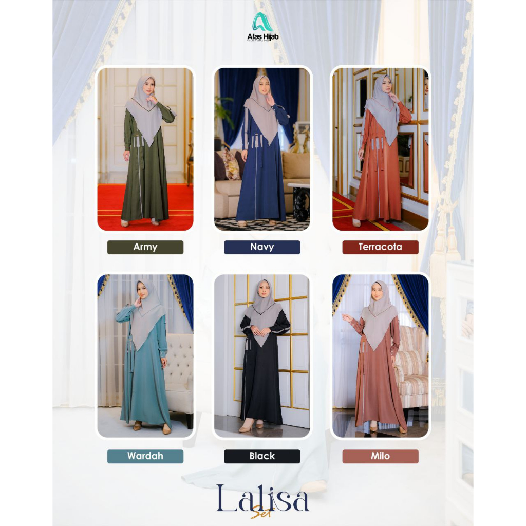 gamis wanita polos bahan carerra premium lalisa set by afas hijab gamis mewah dan elegant dress mode