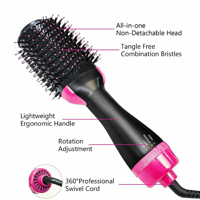 KD 1 One Step Hairdryer And Style Hot Air Brush / Catokan Blow Pengering Rambut / Sisir Catok Dan Hairdryer 3in1 / Hot Air Brush 3in1 Alat pengering, Pelurus, dan Pengeriting Rambut