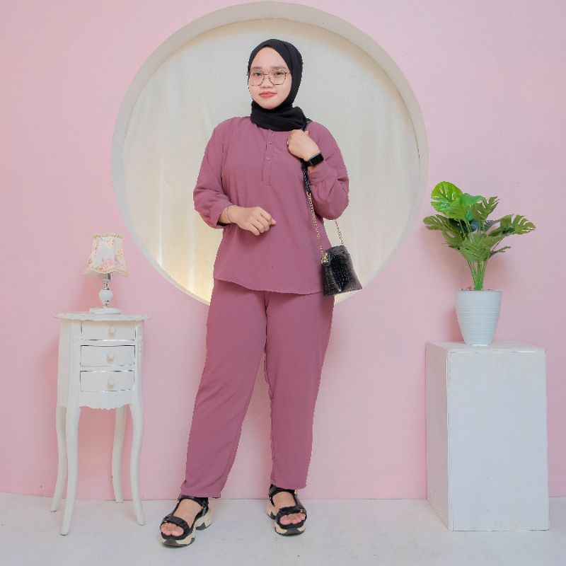 one set wanita jumbo cringkle air flow