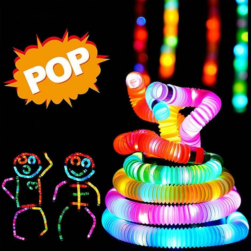 Mainan Viral Light Up Pop Tubes Mainan Lampu Stick Pipa Selang Fidget