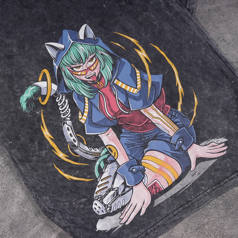 [N01113] T-shirt Oversized Distro Wash Motif THE CATS