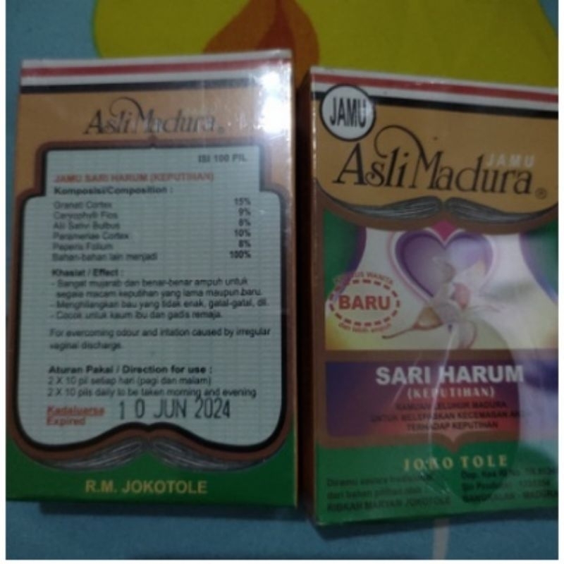 Pil Sari Harum/Keputihan  Jamu Asli Madura Jokotole isi 100