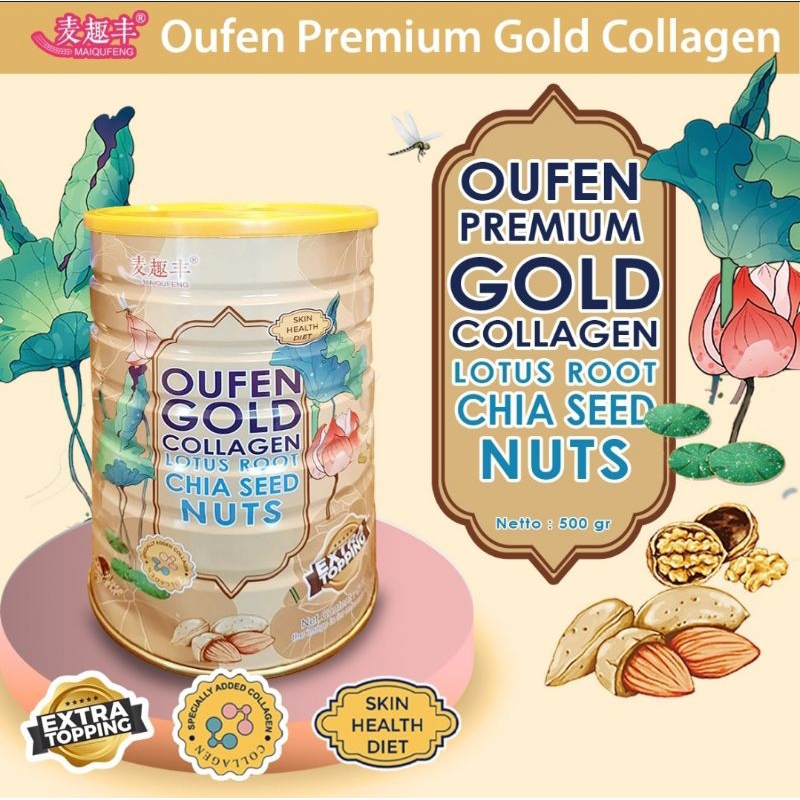 Oufen Lotus Root Powder PREMIUM GOLD COLLAGEN Bubuk Akar Teratai EXTRA TOPING &amp; COLLAGEN