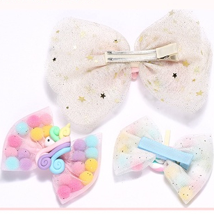 UNICORN LOLLIPOP COLORFUL MESH RIBBON BOW HAIRCLIP HAIRPIN HAIR CLIP PIN GIRL JEPIT JEPITAN AKSESORIS RAMBUT PITA CUTE ANAK TODDLER WARNA WARNI CEWEK PEREMPUAN BOW KOREA KOREAN STYLE