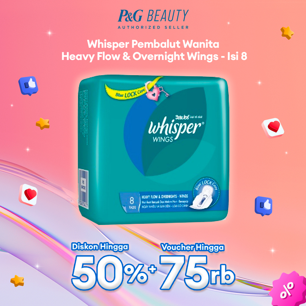 Whisper Pembalut Heavy Flow & Overnight Wings - Isi 8 [P&G]
